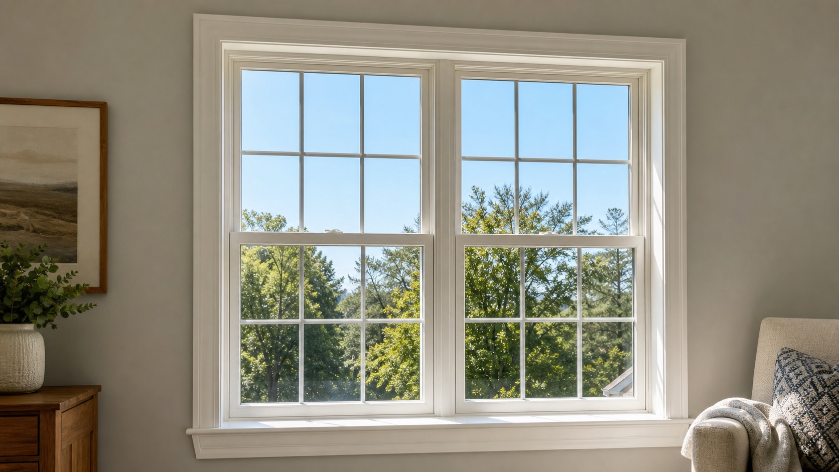 clean finished residential window after repair in Cary, NC